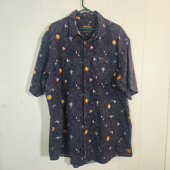 Woolrich Other - Vintage Woolrich Navy Blue Button Down Size 2X Tall Fly Fishing Lure Map
